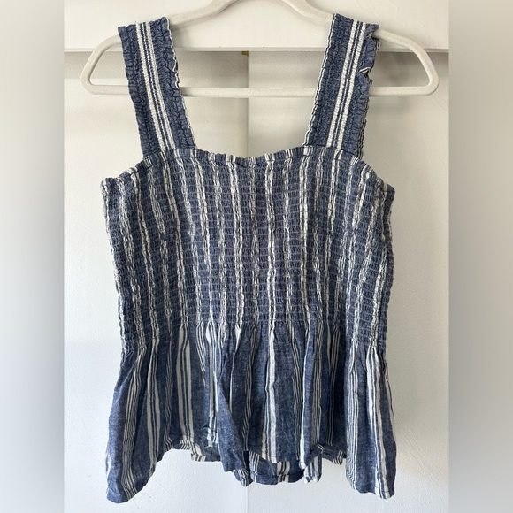 Maeve Striped Smocked Peplum Top - Picture 5 of 7